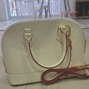 Arcadia Italian Bugatti Cream Leather Satchel Bag